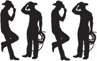 🤠 beistle 4 piece cowboy silhouettes - 35'' & 37'' (black) - western theme party decorations logo