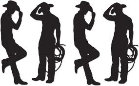 img 1 attached to 🤠 Beistle 4 Piece Cowboy Silhouettes - 35'' & 37'' (Black) - Western Theme Party Decorations