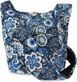 img 4 attached to 👜 Средняя сумка-хобо ручной работы для хиппи с ремешком через плечо - Синий орхидей, полностью подкладывается цветами и бабочками