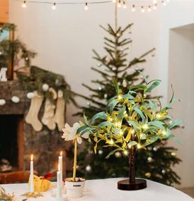 img 3 attached to 🌳 Tabletop Olive Tree: 18-Inch Artificial Christmas Tree with Timer - Perfect for Wedding and Christmas Decorations!