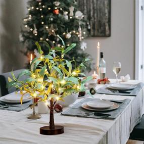 img 2 attached to 🌳 Tabletop Olive Tree: 18-Inch Artificial Christmas Tree with Timer - Perfect for Wedding and Christmas Decorations!