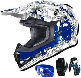 img 4 attached to GLX GX623 DOT Kids Youth ATV Off-Road Dirt Bike Motocross Helmet Gear Combo Gloves Goggles for Boys & Girls – Size Small, Modern Design