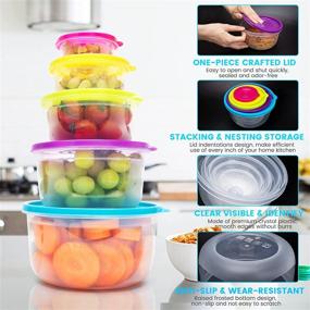 img 1 attached to 🍱 Clear Nesting Food Storage Container Set with Lids - Stackable Plastic Containers for Kitchen Pantry Organization - BPA Free, Microwave and Freezer Safe - 5 Pack