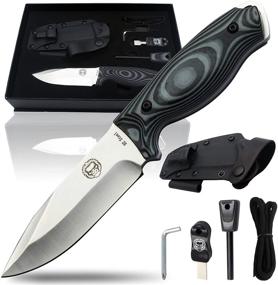 img 4 attached to 🔪 Outdoor Survival Camping Knife Set - Fixed Blade Hunting Knife with Sheath - Perfect Gift for Him, Includes Fire Starter, G10 Scraper, Paracord - Enhanced Full Tang Tactical Survival Knife Kit for Bushcraft Enthusiasts