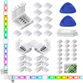 img 4 attached to 40-Pack LED Strip Light Connectors, 10mm Unwired 4 Pin 5050 RGB LED Light Strips Connectors Kit with 12 Gapless Connectors, 6 Corner Connectors – Compatible with Multicolor LED Strip 5V 12V 24V – Includes 20 Wire Clips and 2 Open Tools