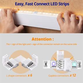 img 2 attached to 40-Pack LED Strip Light Connectors, 10mm Unwired 4 Pin 5050 RGB LED Light Strips Connectors Kit with 12 Gapless Connectors, 6 Corner Connectors – Compatible with Multicolor LED Strip 5V 12V 24V – Includes 20 Wire Clips and 2 Open Tools
