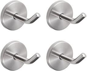 img 4 attached to 🔩 NELXULAS Brushed Stainless Steel Single Heavy Duty Short Nose Screws Wall Mount Hook - Ideal for Kitchen, Bedroom, Living Room, Bathroom, Closets, Garage Storage - Pack of 4, Non-magnetic Mount (2-inch)