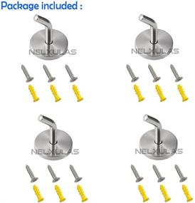 img 3 attached to 🔩 NELXULAS Brushed Stainless Steel Single Heavy Duty Short Nose Screws Wall Mount Hook - Ideal for Kitchen, Bedroom, Living Room, Bathroom, Closets, Garage Storage - Pack of 4, Non-magnetic Mount (2-inch)