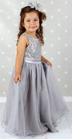 img 1 attached to 👗 Captivating Bow Dream Flower Girl's Dress: Stunning Sequins & Tulle Ensemble with Complementary Headband