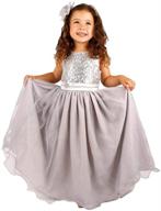 👗 captivating bow dream flower girl's dress: stunning sequins & tulle ensemble with complementary headband logo