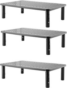img 4 attached to 🖥️ 3-Pack Monitor Stands: Versatile Dual Monitor Laptop Stands or Separate Adjustable risers - Metal, Black
