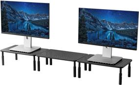 img 3 attached to 🖥️ 3-Pack Monitor Stands: Versatile Dual Monitor Laptop Stands or Separate Adjustable risers - Metal, Black