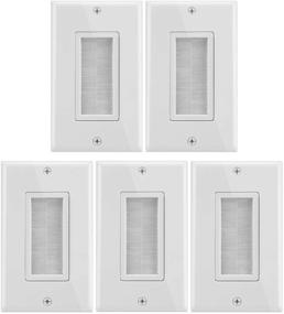 img 4 attached to Пластина Fosmon (5 штук): Настенная пластина с щетчатым стилем для низковольтных кабелей для динамиков, коаксиальных, HDMI и сетевых/телефонных кабелей - установка в стену