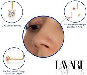 img 1 attached to 💎 Lavari 2mm Gold Nose Ring Set with White, Pink, and Red Cubic Zirconium - 14K Sparkling Collection