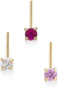 img 4 attached to 💎 Lavari 2mm Gold Nose Ring Set with White, Pink, and Red Cubic Zirconium - 14K Sparkling Collection