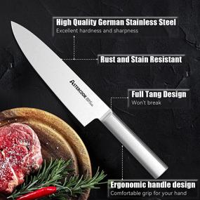 img 1 attached to 🔪 Astercook 15-Piece Chef Knife Set with Block for Kitchen - German Stainless Steel Knife Block Set