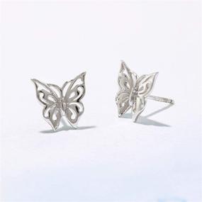 img 2 attached to 🦋 Exquisite Sterling Silver Cut-Out Butterfly Stud Earrings by Boma Jewelry: Feminine Elegance Captured