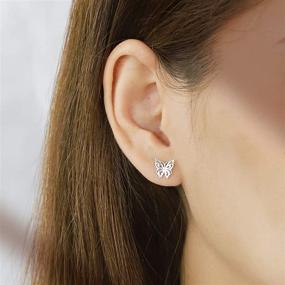 img 3 attached to 🦋 Exquisite Sterling Silver Cut-Out Butterfly Stud Earrings by Boma Jewelry: Feminine Elegance Captured