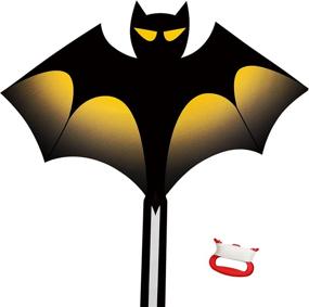 img 3 attached to 🦇 Новый кит для детей YongnKids Toys: лёгкий для полёта большой дельтаплан для детей, взрослых и семейных игр на открытом воздухе - подарок на Хэллоуин и Рождество с набором из 100 метров нитей!