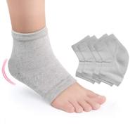 🧦 hilph® moisturizing heel socks - 2 pairs toeless spa sock for cracked heel treatment, foot care, dry feet, calluses - grey logo