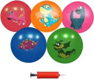 🦖 dinosaur-themed inflatable ball set - perfect for toddlers' playtime, poolside fun, and beach parties - includes 5 soft rubber balls and air pump! логотип