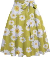 women's versatile high waist floral print skirt with pockets - a-line ruched midi swing skirt logo