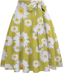 img 3 attached to Women's Versatile High Waist Floral Print Skirt with Pockets - A-Line Ruched Midi Swing Skirt