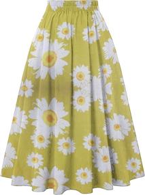 img 2 attached to Women's Versatile High Waist Floral Print Skirt with Pockets - A-Line Ruched Midi Swing Skirt