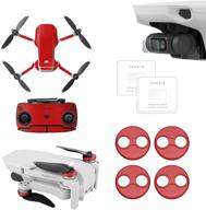 🚁 rc gearpro mavic mini drone accessories set - 2-pack tempered glass foil film, diy scratch-proof sticker, and red motor cover cap for dji mavic mini logo