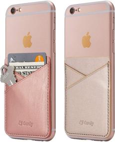 img 1 attached to Удобный наклейка на кошелек для держателя карт и карман для телефона дисплей для iPhone, Android и всех смартфонов - розовое золото