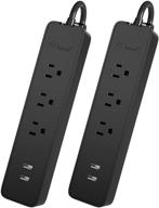 💡 onsmart mini power strip with 3 ac outlets, 2 usb ports, 2.4a max output - ideal for home, travel, office, cruise - overload protection, 1.5ft ul certified extension cord - pack of 2, black logo