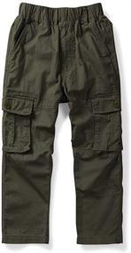 img 1 attached to 👖 Boys' Clothing: Elastic Waistband Cotton Pants with Multi Pockets, Size 150cm, Ages 12-13 years