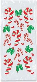 img 1 attached to 🍭 Candy Cane and Holly Cello Bags - Pack of 25