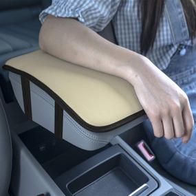 img 3 attached to 🚗 Beige Faux Leather Center Console Armrest Cushion by FH Group - Luxury Seat Box Cover Protector for Cars, Trucks, and SUVs