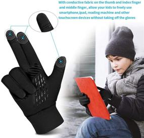 img 1 attached to 🧤 Детские зимние перчатки YukiniYa: водоотталкивающие, сенсорные, теплый флис, антискользящие для мальчиков и девочек от 3 до 15 лет