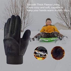 img 2 attached to 🧤 Детские зимние перчатки YukiniYa: водоотталкивающие, сенсорные, теплый флис, антискользящие для мальчиков и девочек от 3 до 15 лет