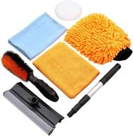 🚗 scrubit car cleaning kit - 6 piece detailing car wash set with window squeegee, wheel brush, wash mitt & microfiber cloth – top cleaning supplies for your next vehicle carwash logo