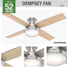 img 1 attached to 💡 Efficient Cooling and Lighting: Hunter Fan Dempsey Low Profile Ceiling Fan – 52" Brushed Nickel with LED Light and Remote Control