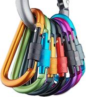 🔗 versatile 10pcs colorful aluminum carabiner: ideal for outdoor activities, camping, fishing, hiking, traveling, and keychains - random color assortment логотип