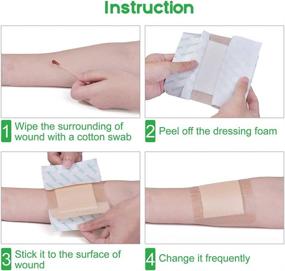 img 1 attached to 🩹 Pack of 10 Waterproof Silicone Foam Dressings with Border Adhesive - 4"x4" (10cm x 10cm) - Ultra Absorbent-Foam (2.5"x2.5") Square Dressings for Effective Wound Care