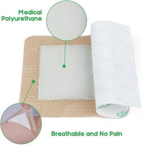 img 3 attached to 🩹 Pack of 10 Waterproof Silicone Foam Dressings with Border Adhesive - 4"x4" (10cm x 10cm) - Ultra Absorbent-Foam (2.5"x2.5") Square Dressings for Effective Wound Care