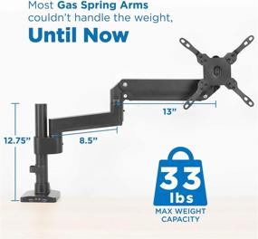 img 2 attached to 💻 Кронштейн Mount-It! Премиум для одного монитора на стол: подходит для экранов до 35", вес до 33 фунтов, порт USB 3.0 и аудио, клемма и основания-горлышко, совместимость с VESA, алюминий и черная отделка.