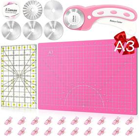 img 4 attached to 🧵 A3 Rotary Cutter Set, Ulif 45mm Fabric Cutter with 5 Replacement Blades, A3 Cutting Mat, 20 Craft Clips, and 2 Craft Knives - Perfect for Crafting, Sewing, Patchworking, Crochet & Knitting