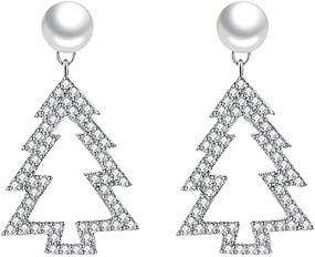 img 1 attached to 🎄 Festive Christmas Earrings: Snowflake, Xmas Tree, Deer, Star, Pearl Clip-Ons for Women & Teen Girls - Dazzling Holiday Jewelry