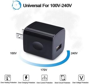 img 2 attached to 🔌 3 Pack Wall Charger Cube: Black USB Wall Plug Adapter for iPhone, Samsung Galaxy, Motorola, LG Stylo - Travel-friendly, 1A/5V Single Port Charging Block - Compatible with A21/A51/A71, S20/S10/S9, Note20/10, Moto G7/G6, Stylo 6/5/4, A10e, A90