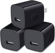 🔌 3 pack wall charger cube: black usb wall plug adapter for iphone, samsung galaxy, motorola, lg stylo - travel-friendly, 1a/5v single port charging block - compatible with a21/a51/a71, s20/s10/s9, note20/10, moto g7/g6, stylo 6/5/4, a10e, a90 logo