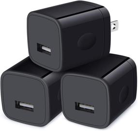 img 4 attached to 🔌 3 Pack Wall Charger Cube: Black USB Wall Plug Adapter for iPhone, Samsung Galaxy, Motorola, LG Stylo - Travel-friendly, 1A/5V Single Port Charging Block - Compatible with A21/A51/A71, S20/S10/S9, Note20/10, Moto G7/G6, Stylo 6/5/4, A10e, A90