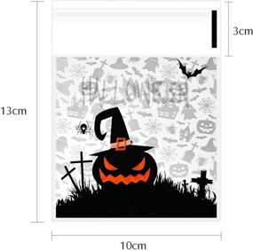 img 2 attached to 🎃 CHRORINE 180Pcs Halloween Candy Bag: Clear Pattern Self Adhesive Treat Bags for Halloween Party Supplies
