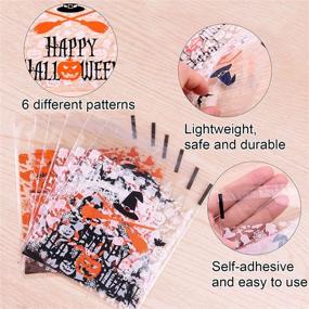 img 3 attached to 🎃 CHRORINE 180Pcs Halloween Candy Bag: Clear Pattern Self Adhesive Treat Bags for Halloween Party Supplies