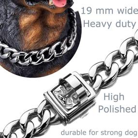 img 2 attached to Durable and Stylish 19 mm Strong Dog Collar: White Heavy Duty Stainless Steel Training Collar with Cuban Link Chain and Secure Clasp